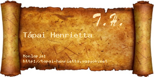Tápai Henrietta névjegykártya