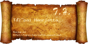 Tápai Henrietta névjegykártya